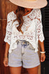 Bohemian Macrame Lace Texture Half Sleeve V Neck Blouse