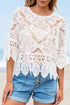 Bohemian Macrame Lace Texture Half Sleeve V Neck Blouse