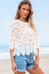 Bohemian Macrame Lace Texture Half Sleeve V Neck Blouse