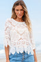 Bohemian Macrame Lace Texture Half Sleeve V Neck Blouse