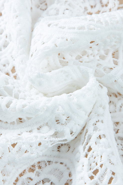 Bohemian Macrame Lace Texture Half Sleeve V Neck Blouse