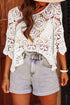 Bohemian Macrame Lace Texture Half Sleeve V Neck Blouse