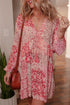 Bohemian Mixed Floral Print Tassel Tie Flowy Mini Dress