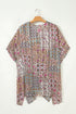 Bohemian Mixed Print Open Front Draped Kimono