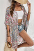 Bohemian Mixed Print Open Front Draped Kimono