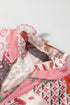 Bohemian Mixed Print Patchwork Bubble Sleeve Split Neck Blouse