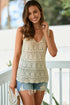 Bohemian Open Stitch Sleeveless V Neck Crochet Tank Top