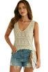 Bohemian Open Stitch Sleeveless V Neck Crochet Tank Top