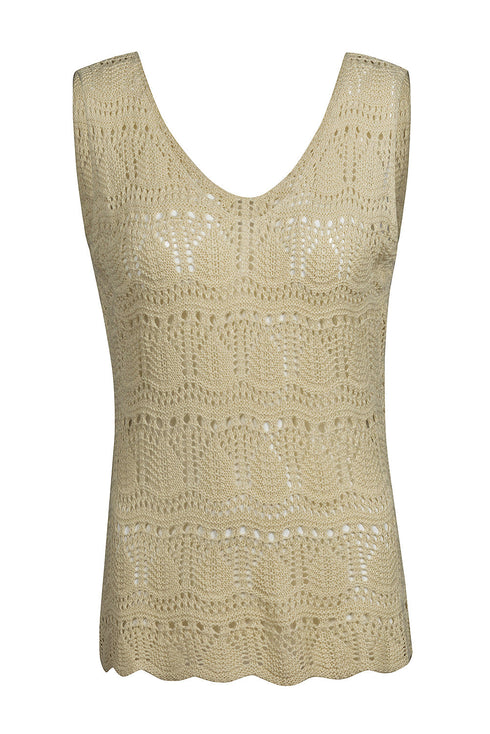 Bohemian Open Stitch Sleeveless V Neck Crochet Tank Top