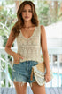 Bohemian Open Stitch Sleeveless V Neck Crochet Tank Top