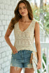 Bohemian Open Stitch Sleeveless V Neck Crochet Tank Top