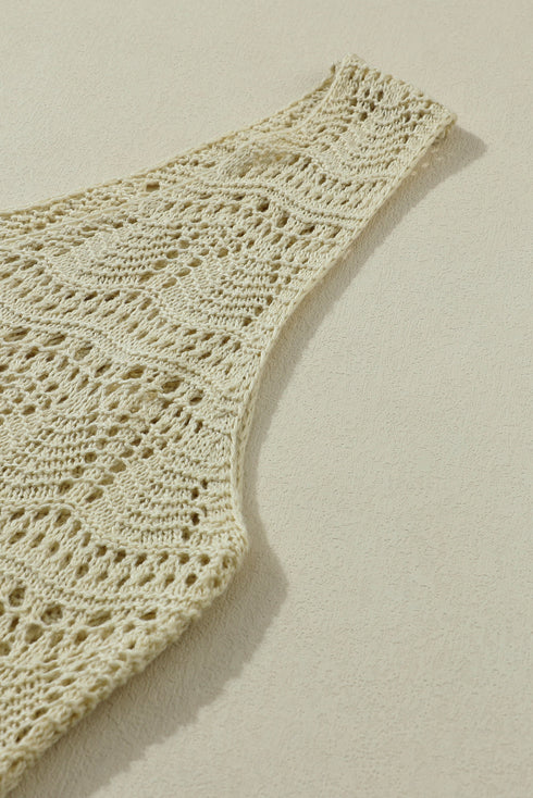Bohemian Open Stitch Sleeveless V Neck Crochet Tank Top