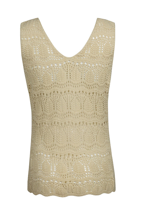 Bohemian Open Stitch Sleeveless V Neck Crochet Tank Top