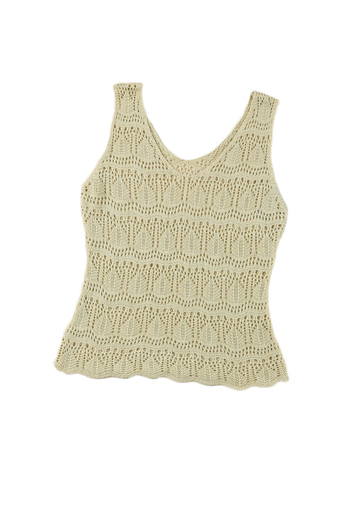Bohemian Open Stitch Sleeveless V Neck Crochet Tank Top