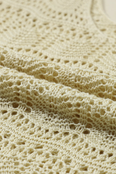 Bohemian Open Stitch Sleeveless V Neck Crochet Tank Top