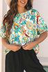 Bohemian Paisley Floral Printed Puff Sleeve Blouse