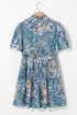 Bohemian Paisley Floral V Neck Short Sleeve Mini Dress