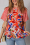 Bohemian Paisley Patchwork Print Puff Sleeve V Neck Blouse