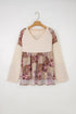 Bohemian Paisley Patchwork Waffle Knit Long Sleeve Top