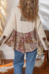 Bohemian Paisley Patchwork Waffle Knit Long Sleeve Top