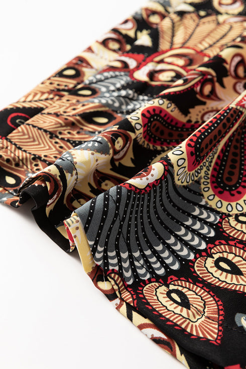 Bohemian Paisley Print Belted Sleeveless Wide Leg Jumpsuit