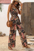 Bohemian Paisley Print Belted Sleeveless Wide Leg Jumpsuit