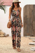 Bohemian Paisley Print Belted Sleeveless Wide Leg Jumpsuit