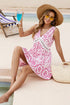 Bohemian Paisley Print Cutout Lace V-Neck Mini Dress