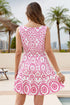 Bohemian Paisley Print Cutout Lace V-Neck Mini Dress