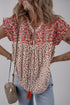 Bohemian Paisley Print Embroidery Detail Split Neck Viscose Blouse