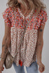 Bohemian Paisley Print Embroidery Detail Split Neck Viscose Blouse