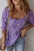 Bohemian Paisley Print Half Sleeve Shirred Peplum Blouse