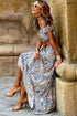 Bohemian Paisley Print Off The Shoulder Tiered Maxi Dress