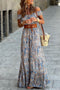 Bohemian Paisley Print Off The Shoulder Tiered Maxi Dress