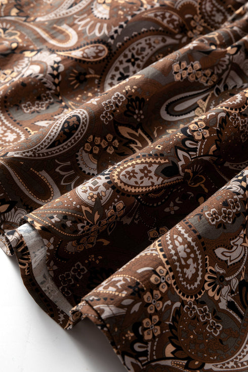 Bohemian Paisley Print Puff Sleeve A Line Mini Dress