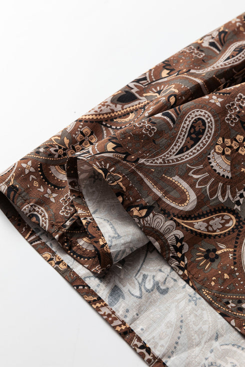 Bohemian Paisley Print Puff Sleeve A Line Mini Dress