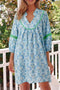 Bohemian Paisley Print Rick Rack Patchwork Loose Mini Dress