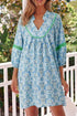 Bohemian Paisley Print Rick Rack Patchwork Loose Mini Dress