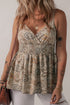 Bohemian Paisley Print Smocked Waist Surplice Tank Top