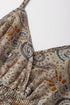 Bohemian Paisley Print Smocked Waist Surplice Tank Top
