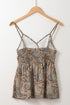 Bohemian Paisley Print Smocked Waist Surplice Tank Top