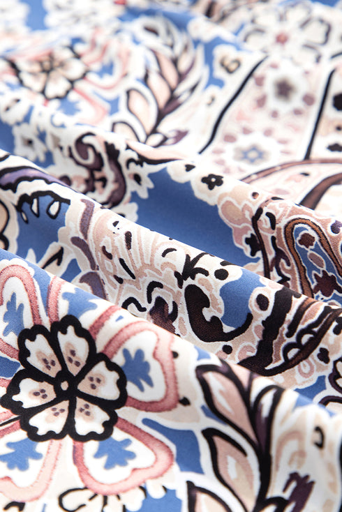 Bohemian Paisley Print Twist Detail Smocked Back Maxi Dress