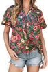 Bohemian Paisley Print V Neck Bubble Sleeve Blouse