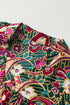 Bohemian Paisley Print V Neck Bubble Sleeve Blouse