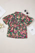 Bohemian Paisley Print V Neck Bubble Sleeve Blouse