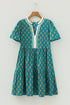 Bohemian Patchwork Accent Trim Short Sleeve Floral Dress