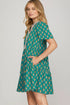 Bohemian Patchwork Accent Trim Short Sleeve Floral Dress
