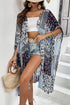 Bohemian Patchwork Print Open Front Resort Kimono
