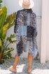 Bohemian Patchwork Print Open Front Resort Kimono
