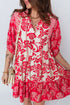 Bohemian Patchwork V Neck Half Sleeve Floral Dress